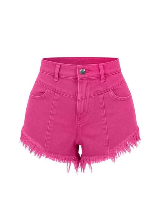 hinnominate Pink Frayed-Edge Denim Shorts