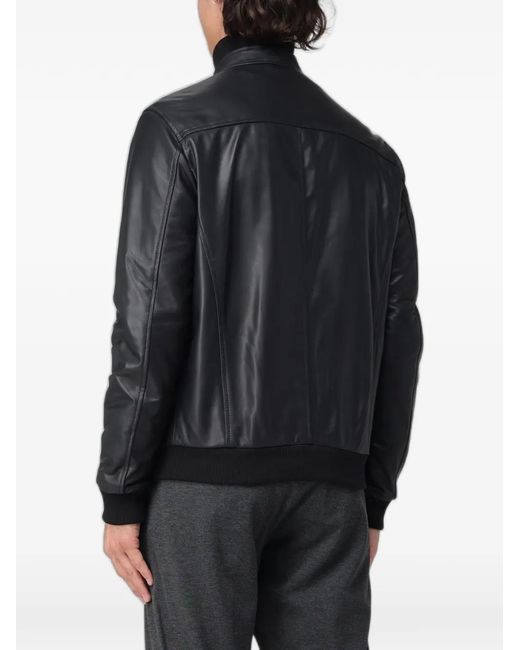 XC Black Leather Bomber Jacket for men
