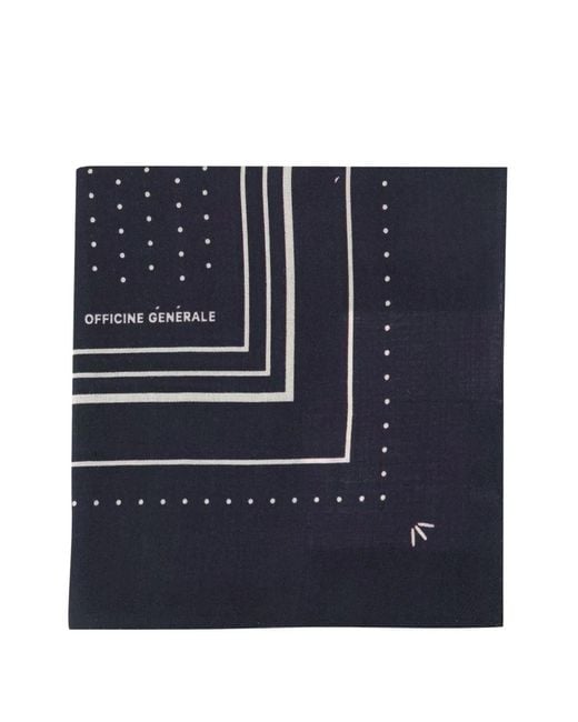 Officine Generale Blue Polka-Dot Square Scarf for men