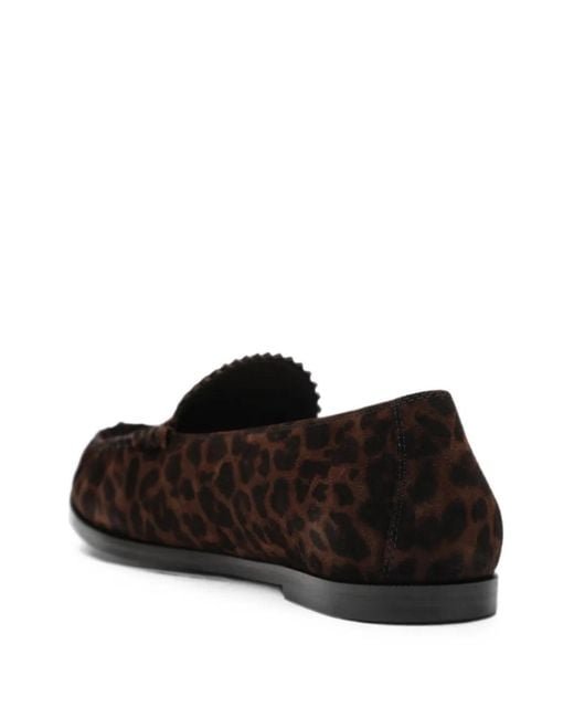 Aquazzura White Leopard-Print Loafers