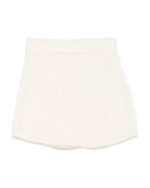 Soft Goat White Alpaca Wool Blend A-Line Mini Skirt
