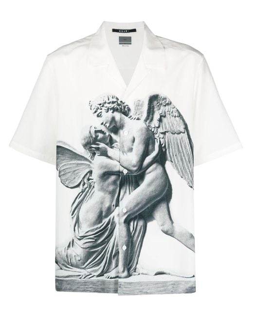 Ksubi White Angel-print Short-sleeve Shirt for men