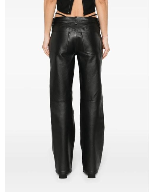 Alexander Wang Black Logo-Embellished Leather Trousers