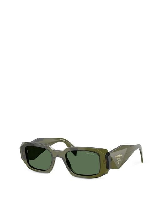 Prada Green Geometric-Frame Sunglasses