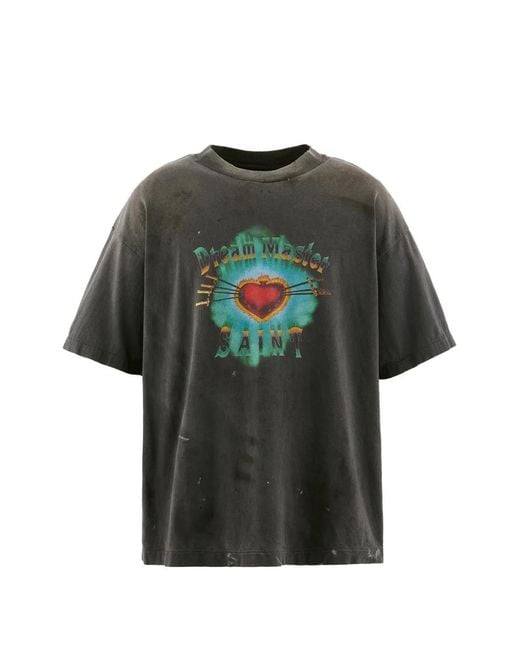 SAINT Mxxxxxx Green Graphic-Print T-Shirt for men
