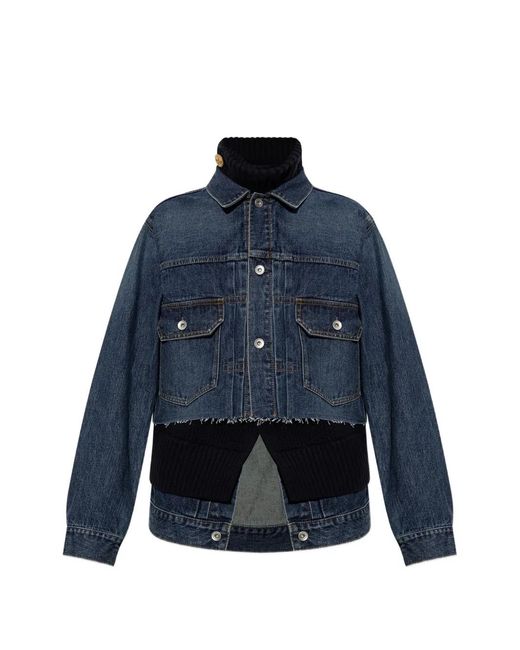 Sacai Blue Denim Jacket With A 'Vintage' Effect