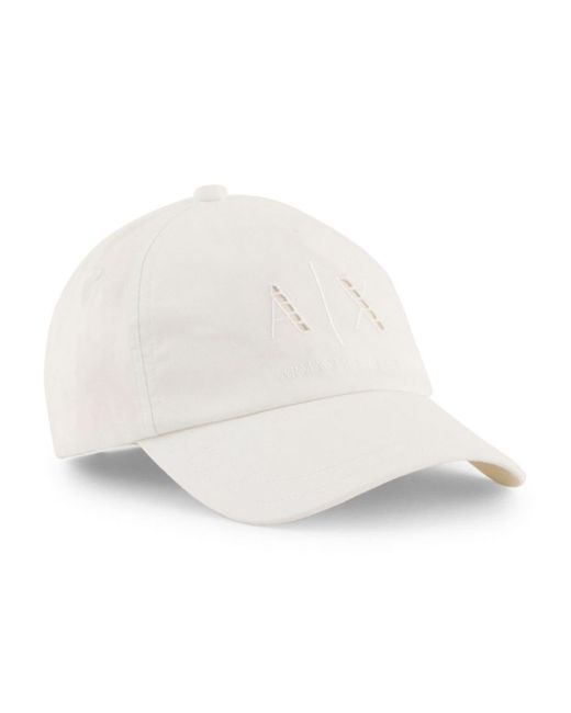 Armani Exchange White Logo-embroidered Cotton Cap