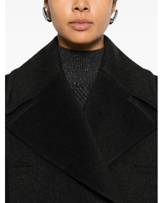 Alberto Biani Black Double-Breasted Coat