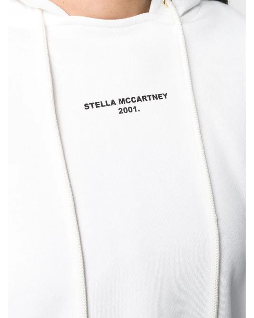 Stella McCartney White Cropped Logo Print Hoodie