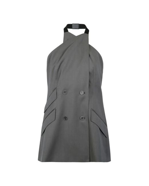 Max Mara Gray Double-Breasted Halterneck Top