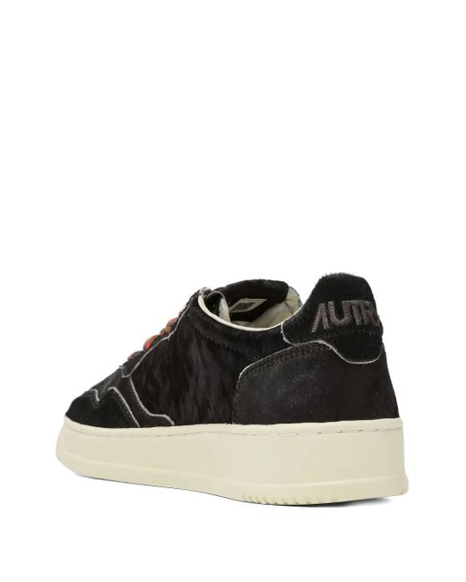 Autry Black Medalist Pony-Hair Sneakers