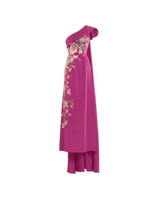 Saiid Kobeisy Pink One-Shoulder Embroidered Evening Dress