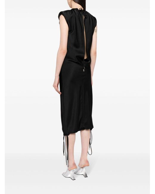 The Attico Black Rhinestone-embellished Midi Dress