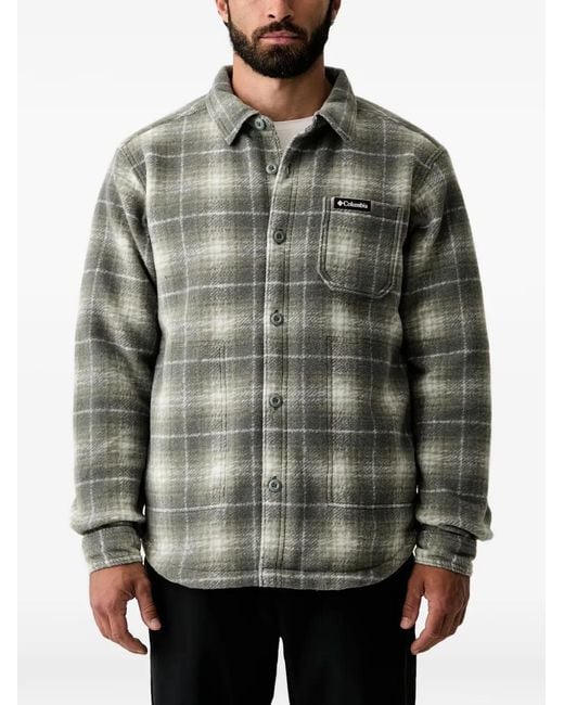 Columbia Gray Hunter Arch Check-Pattern Fleece Jacket for men