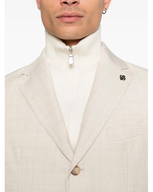 Gran Sasso White Pocket Button Blazer for men