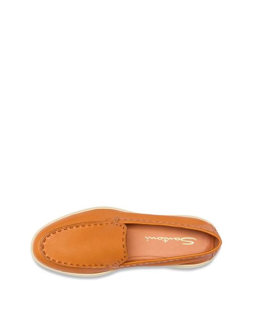 Santoni Orange Round-Toe Loafers