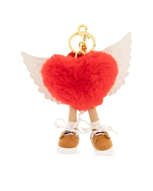 Moschino Red Heart Wings Keyring
