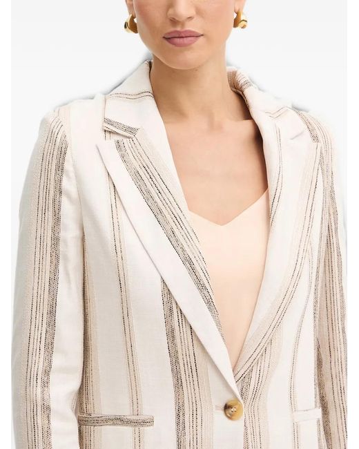 Fracomina Natural Striped Button Blazer
