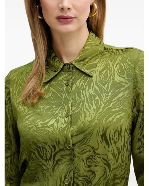 Silvian Heach Green Button-Fastening Patterned Shirt
