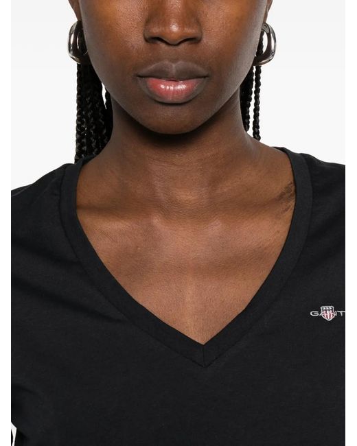 Gant Black V-Neck T-Shirt