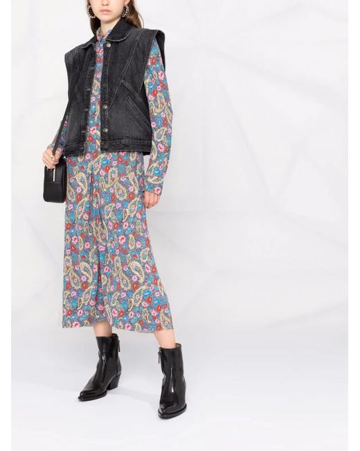 Ba&sh Blue Panelled Denim Waistcoat