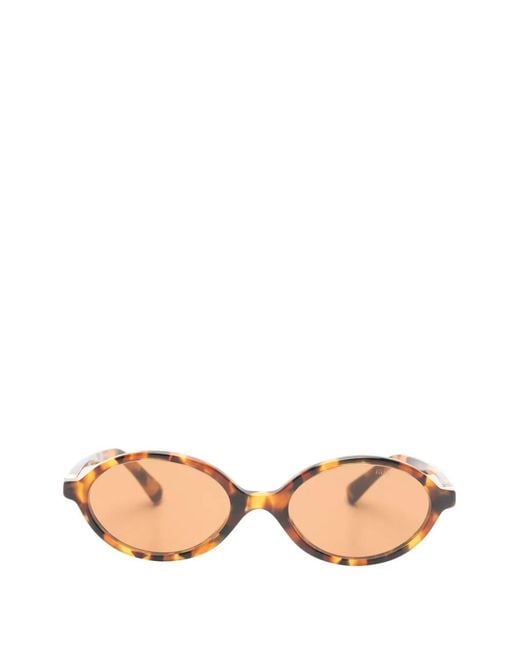Miu Miu Natural Tortoiseshell-Effect Oval-Frame Sunglasses