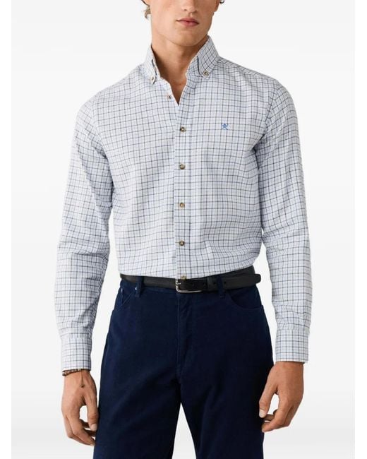 Hackett White Checked Buttoned Shirt for men