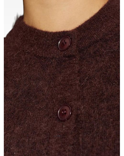 Samsøe & Samsøe Brown Button-Fastening Short-Sleeved Cardigan