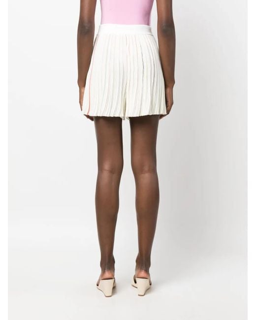 Sonia Rykiel White Contrast-Stripe Pleated Shorts