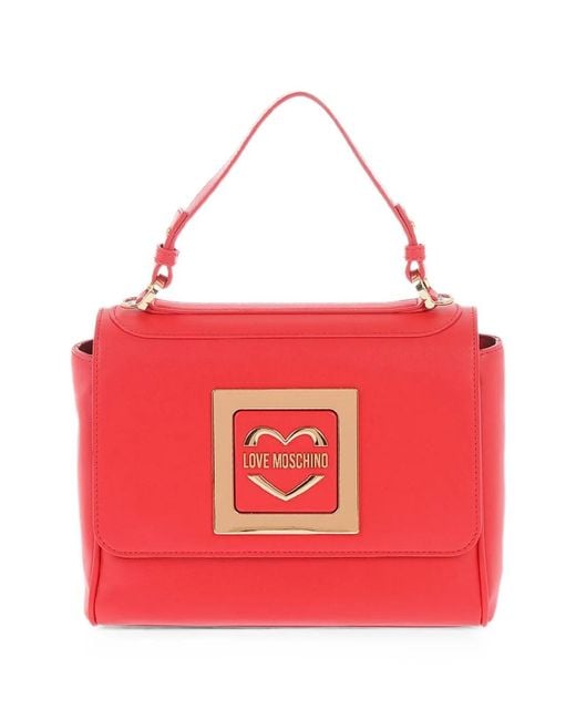 Moschino Red Logo-Plaque Shoulder Bag