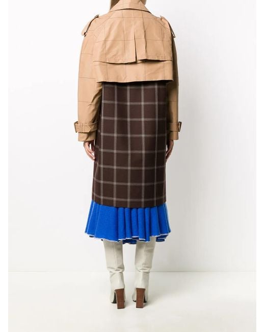 Marni Brown Two-Tone Checkered Trench Coat