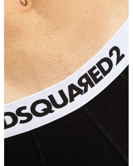 DSquared² Black Logo-waistband Stretch-cotton Briefs (pack Of Two) for men