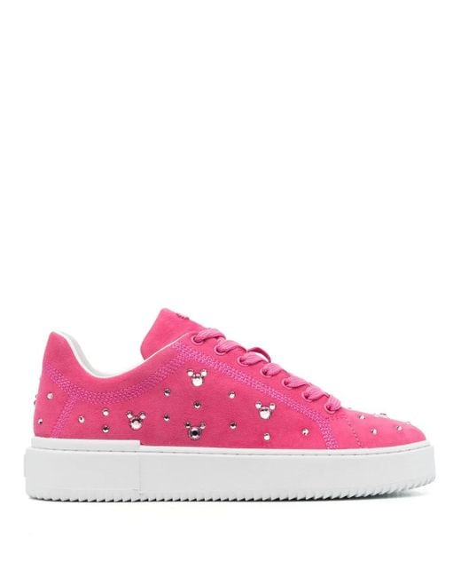 Stuart Weitzman Pink X Disney Crystal Embellished Low-Top Sneakers