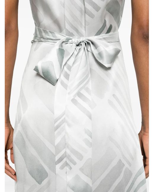 Kiton White Abstract-Print Maxi Dress