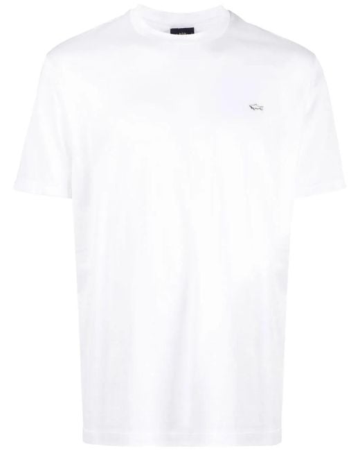 Paul & Shark White Logo-Patch Cotton T-Shirt for men