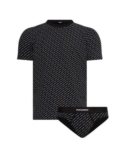 Conjunto De Ropa Interior Con Logo DSquared² de hombre de color Black