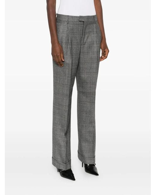 Berwich Gray Pleated Checked Trousers