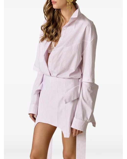 Pink Purple Striped Cut-Out Midi Dress