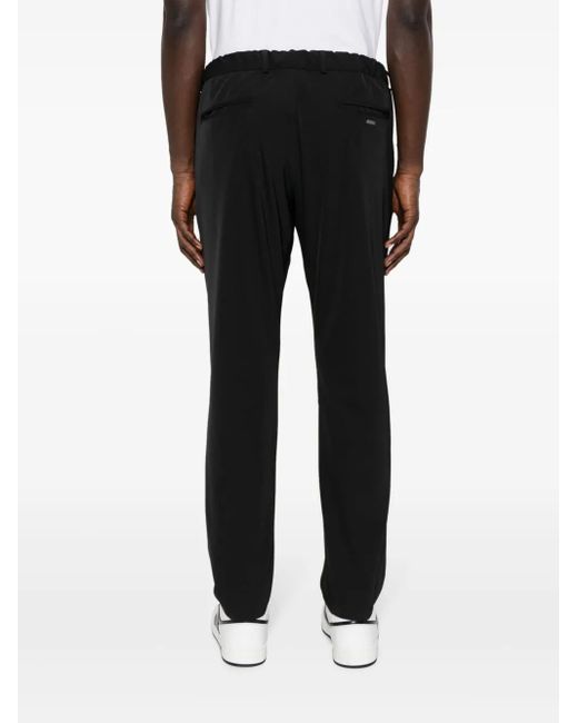 Herno Black Drawstring-Waist Slim-Cut Trousers for men