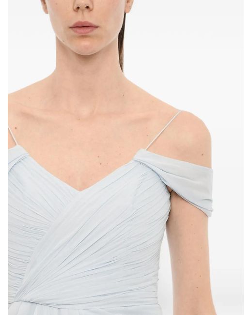 Costarellos White Draped Ruffled Mini Dress