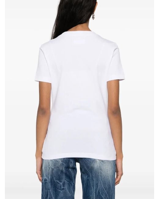 Versace Jeans Couture White Upside Down-Logo Cotton T-Shirt