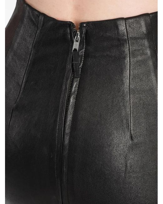 Rick Owens Black Rear-Slit Lambskin Maxi Skirt
