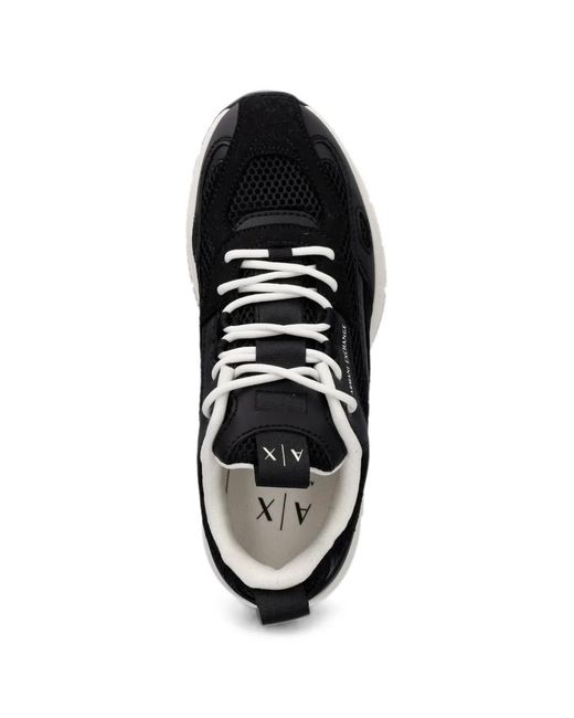 ARMANI EXCHANGE Black Panelled Mesh-Insert Sneakers for men
