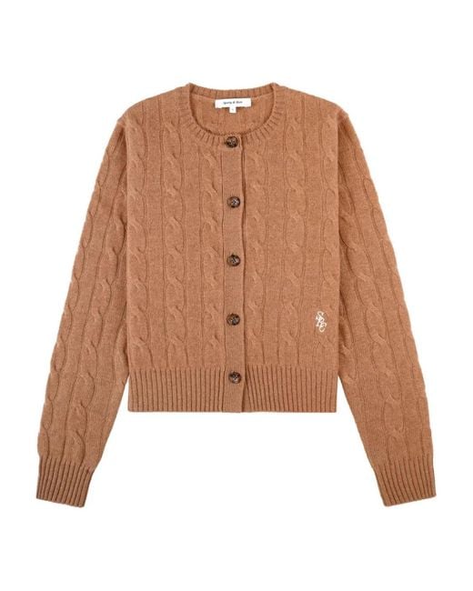Sporty & Rich Brown Src Cable-Knit Buttoned Cardigan