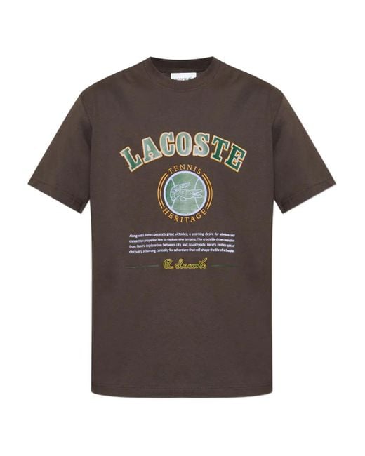 T-Shirt Con Stampa di Lacoste in Gray da Uomo