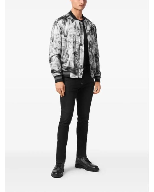 Philipp Plein Gray D'Azur Bomber Jacket for men