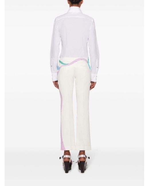 Emilio Pucci Blue Marmo-print Cotton-blend Trousers