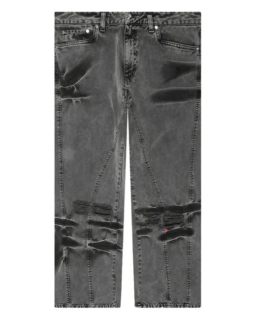 PDF Gray Embroidered Distressed Jeans for men