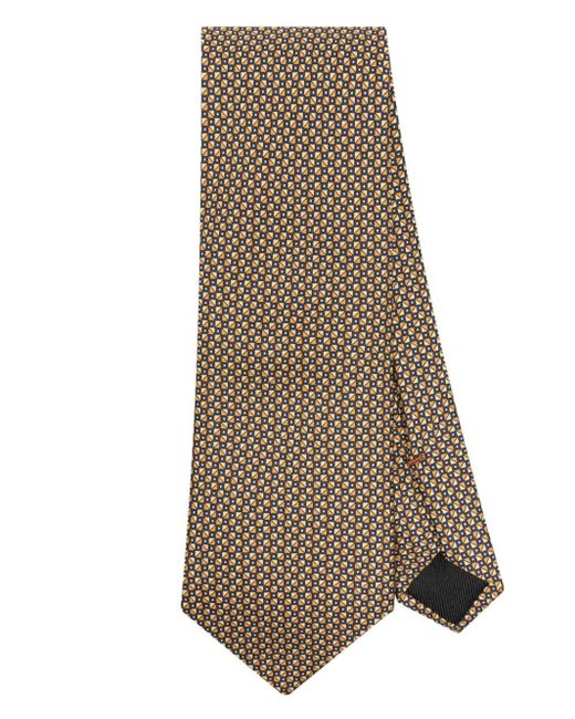 Zegna Natural Geometric-jacquard Silk Tie for men