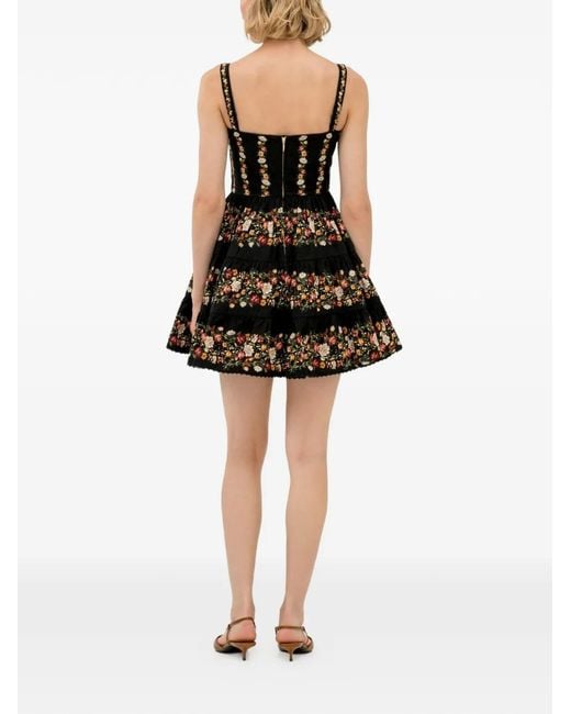 Agua Bendita Black Little Paramo Floral-Print Mini Dress